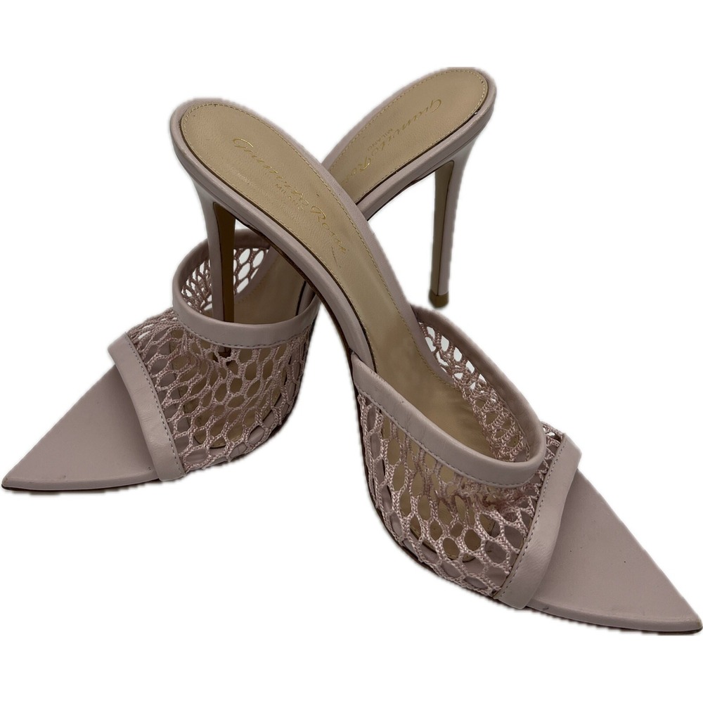 Gianvito Rossi Alisia Mesh & Leather Mules Rosa Pink Size  EU 39.5/US 9